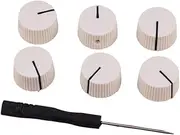 Accessories 6Pcs Aged White Plastic Vintage Barrel Guitar Knobs Round Amplifier Set Screw Replace