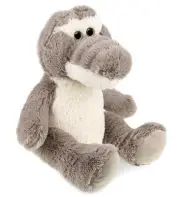 DolliBu Cute Plush Sitting Grey Alligator Soft Fur Stuffed Animal - 10 Inches