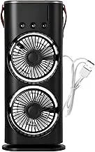 CLSSLVVBN Rechargeable Desktop Fan Air Humidifier With LED Light Dual Motor Rechargeable Humidifier ABS Desktop Fan Spray Fan, Black USB