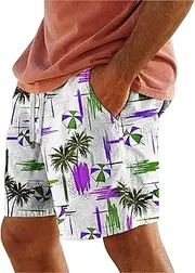 [Generic] Men's Summer Scenery Quirky Digital Print Drawstring with Elastic Waist Casual Fashion Beach Shorts Mens Slim Fit Board Shorts