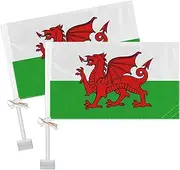 2 PCS Welsh Car Flag,Welsh National Decor,Welshman Decoration,Two Layer Digital Printed 150D Banner For Car Vechile Truck