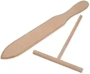DS. DISTINCTIVE STYLE Crepe Spreader and Crepe Spatula Kit Set of 2 Crepe Tools Wooden Spatula and 4.7-inch T-shaped Tool