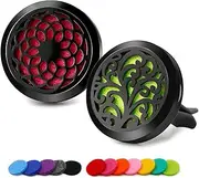 2PCS 30mm Car Aromatherapy Essential Oil Diffuser Stainless Steel Black Locket with Vent Clip 12 Felt Pads