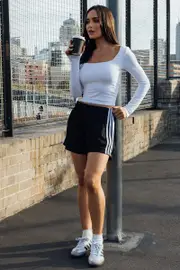 Black Track Shorts Side Stripe - Size 6XXS, Women's Shorts