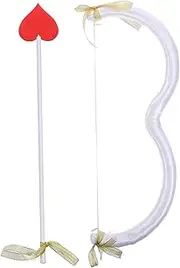 Cupid Bow and Arrow Set 17.72inch Heart Shape Cute Valentine's Day Cupid Bow Costume for Cosplay Christmas Photography, White Costume and Arrow Prop