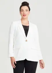 [Taking Shape] Taking Shape Dress Code Blazer Jacket Size 10 in Ivory - Plus Size Women's Clothing Ivory