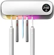 Wall-Mounted Toothbrush Holder and Toothbrush Cleaner, Toothbrush Cleaner Sanitizer, Toothbrush Dryer Holde, 5 Slots Wall Mounted Toothbrush Holder for Bathroom