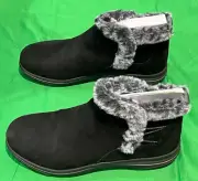 Clarks Cloudsteppers Faux Fur Slip On Boots Breeze Fur Black 9.5