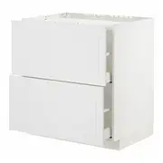 METOD / MAXIMERA base cab f hob/2 fronts/2 drawers, white/Stensund white, 80x60x80 cm