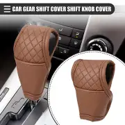 Universal Car Gear Shift Cover Automatic Shift Gear Cover Faux Leather Brown