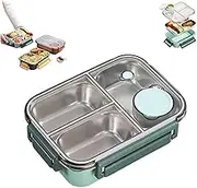 Escentio Lunch Box, Stainless Steel Bento Box Adult Lunch Box, Portable Adult Bento Box Salad Container for Lunch, Lunch Container Microwave Safe, with Divided Compartments (2-Grid,B)