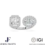 1.38ct IGI Certified Lab Grown Diamond Engagement Ring Emerald Cut 14k Gold