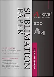 A-SUB Sublimation Paper A4, 210x297mm, 100 Sheets, Compatible with EPSON, SAWGRASS, RICOH, Brother Sublimation Printers