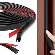 Lifuncren 10M Black D-Shape Rubber Door Sealing Strip, Self-Adhesive Soundproof Door Seal, Insulation Draught Excluder Tape for Doors Windows, Door Weather Stripping Replacement for 2.5-6mm Gap