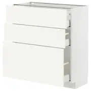 METOD / MAXIMERA base cabinet with 3 drawers, white/Vallstena white, 80x37x80 cm