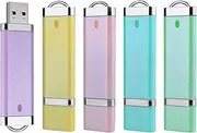 Aiibe 2GB 2G USB Flash Drive 5 Pack USB 2.0 Memory Stick Thumb Drives 2GB (5 Mixed Colors: Blue Green Yellow Pink Purple)