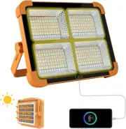 Portable LED Work Light Rechargeable, 100W 10000LM Waterproof Solar and USB