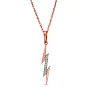 Natural Diamond Accent Laser-Cut Lightning Bolt Pendant in 10K Rose Gold