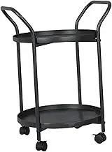 JISADER 2 Tier Mobile Serving Cart with Wheels for Fruits and Vegetables in Bedroom, Black, as described
