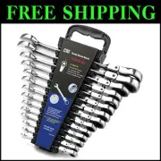Professional 14-Piece Chrome Vanadium Ratcheting Wrench Set with Flex Head