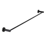 Round Brass Single Towel Rail - Matte Black - 900mm