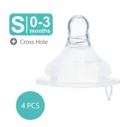 Simba Mother's Touch Wide Neck Cross Hole Anti-Colic Nipple S 4 Pcs 0-3ms+