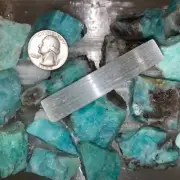 AMAZONITE ROUGH, CHARGED 500 CARAT LOT + A FREE SELENITE CHARGING STICK