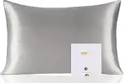 ZIMASILK 100% Mulberry Silk Pillowcase for Hair & Skin, 19 Momme Both Sides Pure Silk, 600 Thread Count, Hidden Zipper, 1pc (Queen 20"x30", Silver Grey)