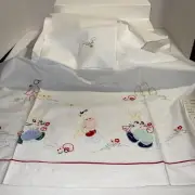 Animal appliqué￼embroidred handstitched baby bedsheet and pillowcase Rabbits
