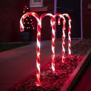 4 PIECES 40 LED RED CANDY CANE SOLAR CHRISTMAS GARDEN LIGHTS