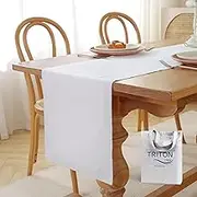 Premium French Linen Table Runner 100% Pure Linen for Dining, Weddings, and Special Occasions (R-White, Runner (14 x 132 Inch))