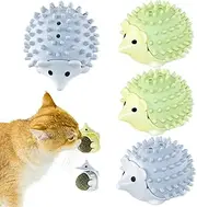 4Pcs Hedgehog Tickles Catnip Toys Balls,Catnip Ball for Cats Wall,Edible Kitty Toys for Cats Lick,Healthy Kitty Teeth Cleaning Dental Chew Toys,Cat Wall Treats