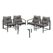 Livsip 5PC Outdoor Patio Furniture Set Bistro Sets 70CM Round White Marble Table