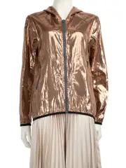 Gold Metallic Hooded Windbreaker