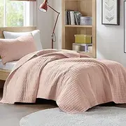 Comfort Spaces Kienna Quilt Set-Luxury Double Sided Stitching Design Summer Blanket, Lightweight, Soft, All Season Bedding Layer, Matching Sham, Blush, Coverlet Twin/Twin XL(66"x90") 2 Piece