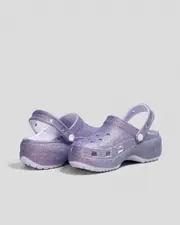 [Crocs] Crocs Women's Classic Platform Glitter Clogs Shoes in Purple Moon Size M7W9 M7W9 Purple Moon