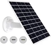 8W Solar Panel Compatible with Rechargeable Battery Powered Cam, for Security Camera Outdoor, 5V Camera Solar Charger Waterproof with Micro USB/USB-C Port/DC 3.5mm 3in1 Cable, 360° Adjustable Bracket