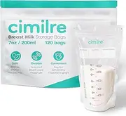 Breast Milk Storage Bags by Cimilre, Leak-Proof Breastmilk Storage Bags, Freeze Flat or Standing, 7 oz. Bags (120 Pack)