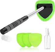 XINDELL Windshield Cleaner Window Windshield Cleaning Tool with Extendable Handle and Washable Reusable Microfiber Cloth Auto Interior Exterior Glass Wiper Car Glass Cleaner Kit (Extendable)