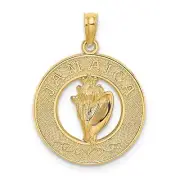 14k Yellow Gold Jamaica Word with Conch Shell in Penny Size Charm Pendant