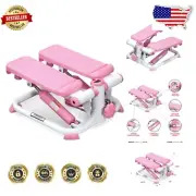 All-in-One Pink Exercise Stepper with Resistance Bands & Digital Tracking