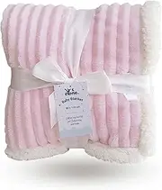 eYone Boy or Girl Large Baby Sherpa Fleece Blanket for Nursery Cot, Car Seat, Pram (80 * 110 cm) (Pink)
