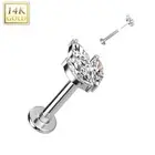 Piercing Labret Ear White Gold 14 Gold Sheet