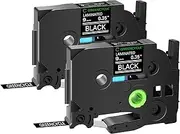 GREENCYCLE 2 Pack Compatible for Ptouch TZe-325 TZe325 TZ325 TZ-325 AZE Label Tape 0.35 Inch 9mm 3/8" White on Black Laminated for PTD210 PT-H100 PTH110 PT-D400AD PTD600 PT-1290 PT2430PC