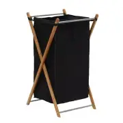 X-Frame Bamboo Laundry, Collapsible Wood Frame with Washable Poly-Cotton Bags