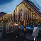300 LED Solar Icicle Lights Outdoor Remote Control 33Ft Curtain String Christmas
