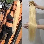 Human Hair Bundles 613 Blonde Human Hair 3 Bundles 8-38Inch Brazilian Straight Hair Bundle Honey Blonde Virgin Bundles Remy Hair Extensions Weave Human Hair Extensions (Size : 26 26 26)