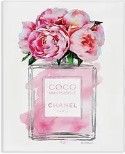 The Stupell Home Décor Collection Glam Perfume Bottle V2 Flower Silver Pink Peony Canvas Wall Art, 16 x 20 Inches