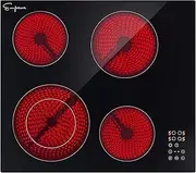 Empava Electric Hob, 60cm Ceramic Hob, Cooktops 5700W, Electric Hobs 9 Power Levels, Halogen Hob with 3 Burners