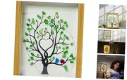 Tree of Life and Two Birds Sea Glass Art Wall Decorative Photo Frame, Handmade